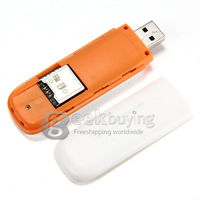 HSDPA 7.2Mbps USB 2.0 Stick 3G Wireless Adapter Dongle Data Card with Micro SD & SIM Card Slot for PC Laptop - White