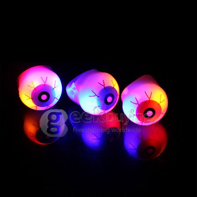 Halloween Tricky Props Soft Eyes Eyeball Style Flashing Ring Finger Light Color Red Blue Random