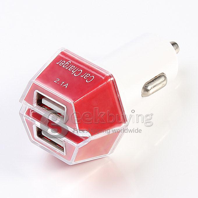 ES-02 Universal 3.1A Dual USB Port Car Charger Adapter 2.1A/1A For iPhone 6 Plug Samsung Galaxy Cellphone Table - Red