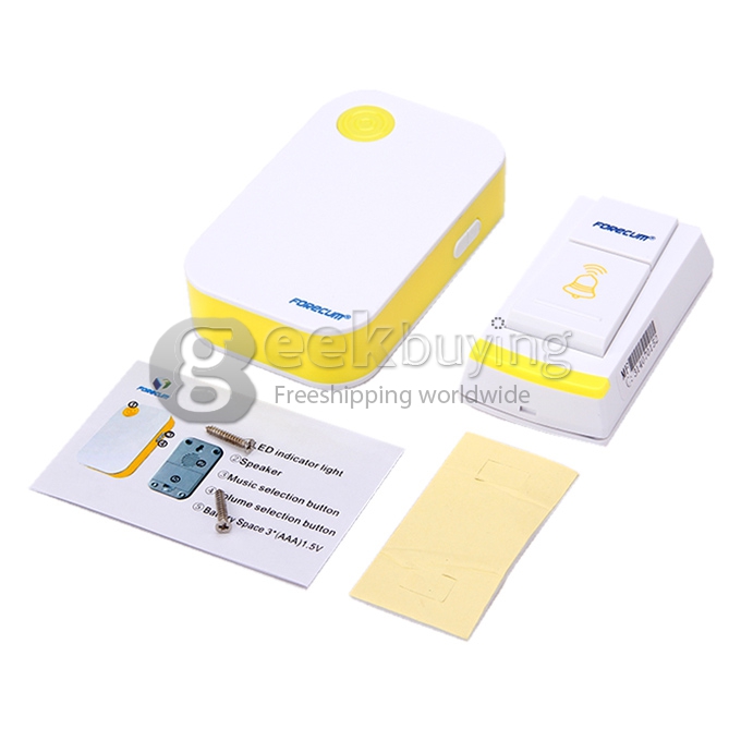 Forecum Wireless Doorbell 36 Chimes 100 Meter Transmission Range Weatherproof  3*AAA (not included)