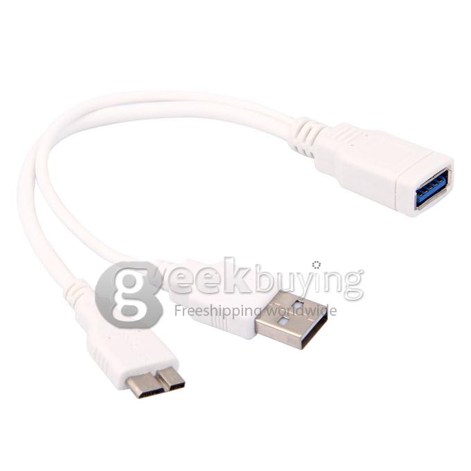 USB 3.0 Famale to Micro USB 3.0 OTG Cable with Adapter 20CM - White
