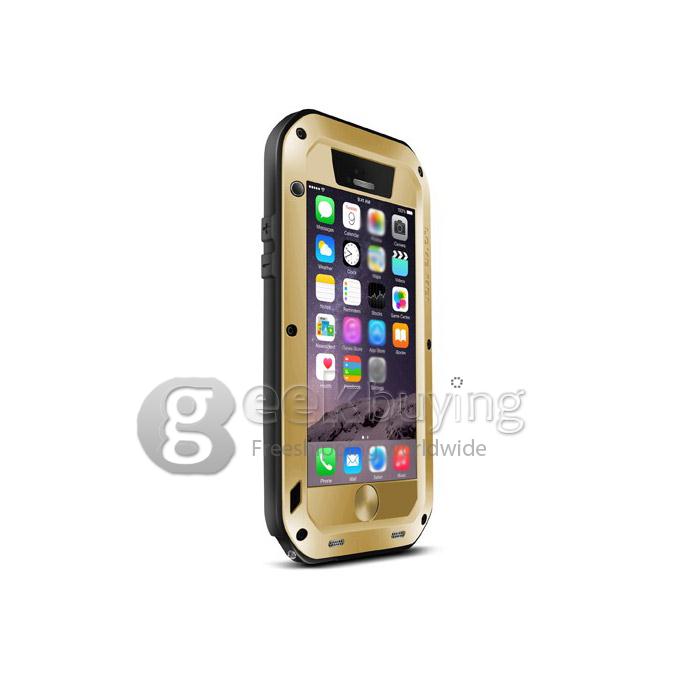[Spain Stock]LOVE MEI Water/Dirt/Shockproof Protective Metal and Silicon Cover Case for iPhone 6 - Gold