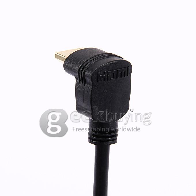 90 Degrees HDMI Male to HDMI Female Adapter Converter Connector Cable 15cm - Black