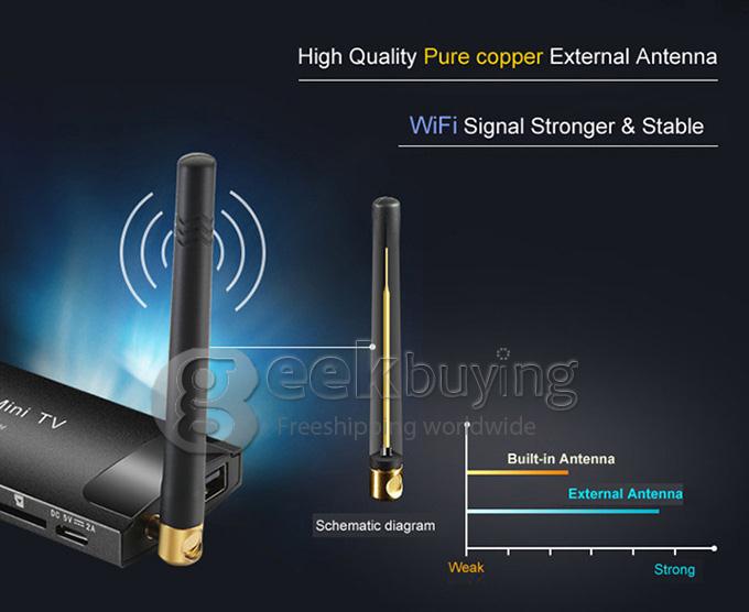 MK903V RK3288 Quad Core 1.8GHz Android 4.4 Mini TV Box Dongle Stick HDMI HDD Player 2G/8G 2.4G/5G WIFI Bluetooth 4.0 - Black