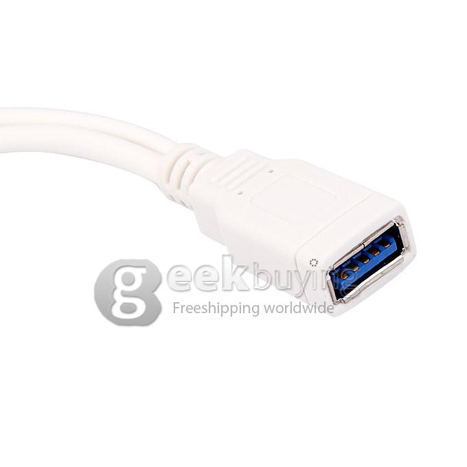 USB 3.0 Famale to Micro USB 3.0 OTG Cable with Adapter 20CM - White