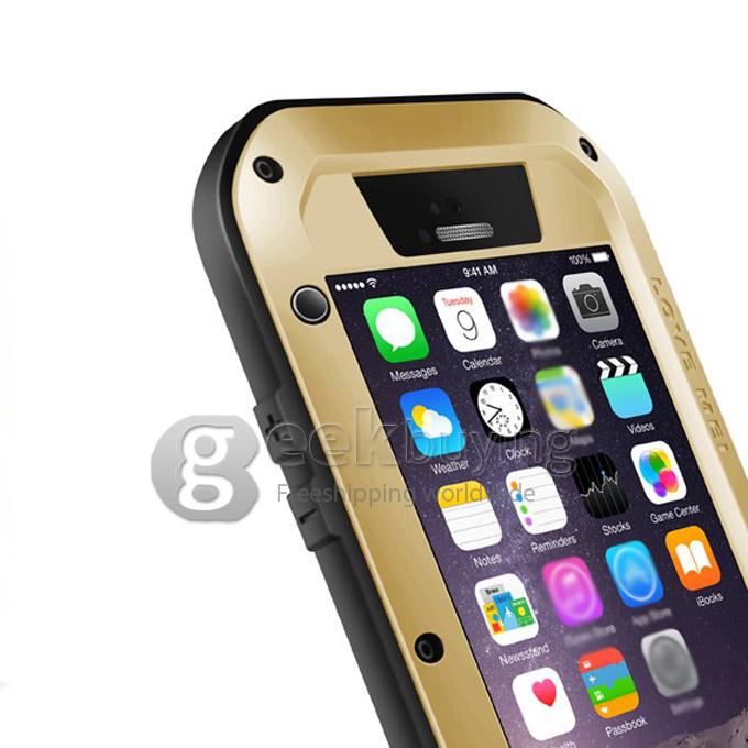 [Spain Stock]LOVE MEI Water/Dirt/Shockproof Protective Metal and Silicon Cover Case for iPhone 6 - Gold