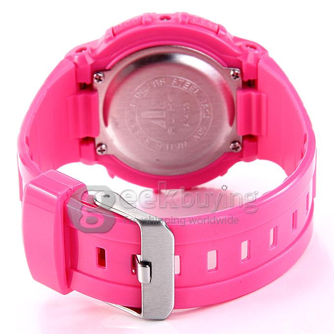 ALIKE A14103 Unisex LED Digital Quartz Rubber Strap 50 Meters Waterproof Sport Utility Wrist Watch - Pink