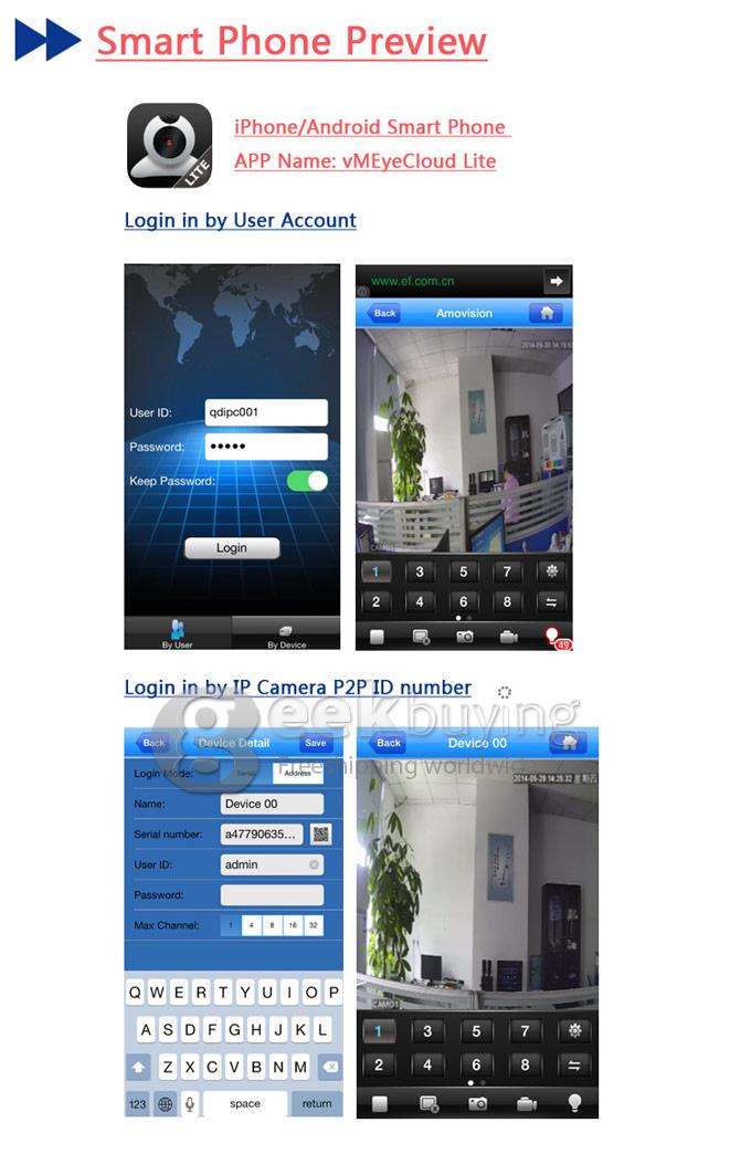 ESCAM QD530 HD 720P P2P ET Type Dome IP Camera ONIVF Smart Phone View 2 Array IR Nightvision