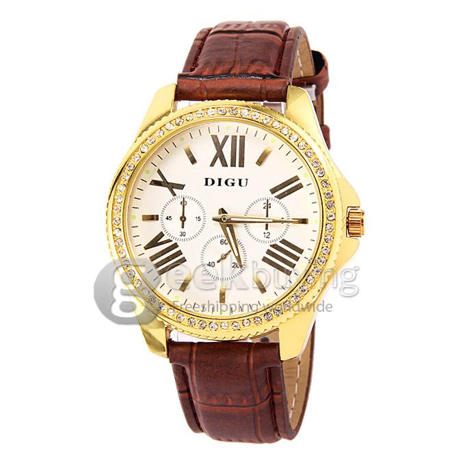 DIGU D025G Bőr aranyos tok analóg kvarc sportóra az ember számára
