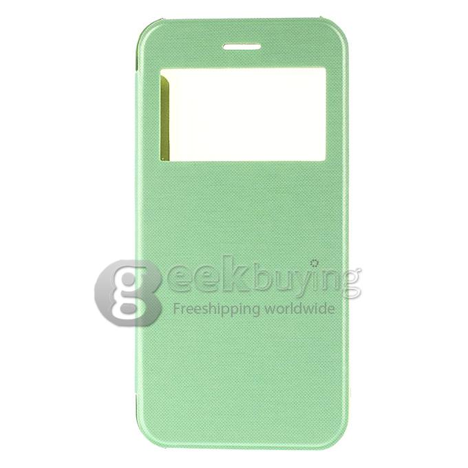 Brand View Window Front PU + Back PC Folio Leather Cover for iPhone 6 4.7 inch - Green