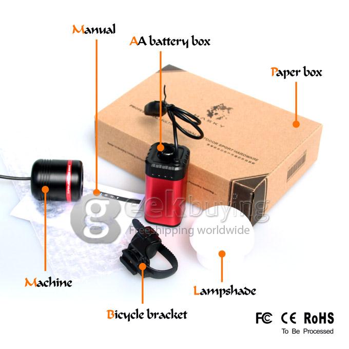 DARK KNIGHT K1S Cree XM-L U2 1230LM Multifunctional 1230LM Desk Lamp Headlamp LED Flashlight Outdoor Bicycle Light - Red + Black