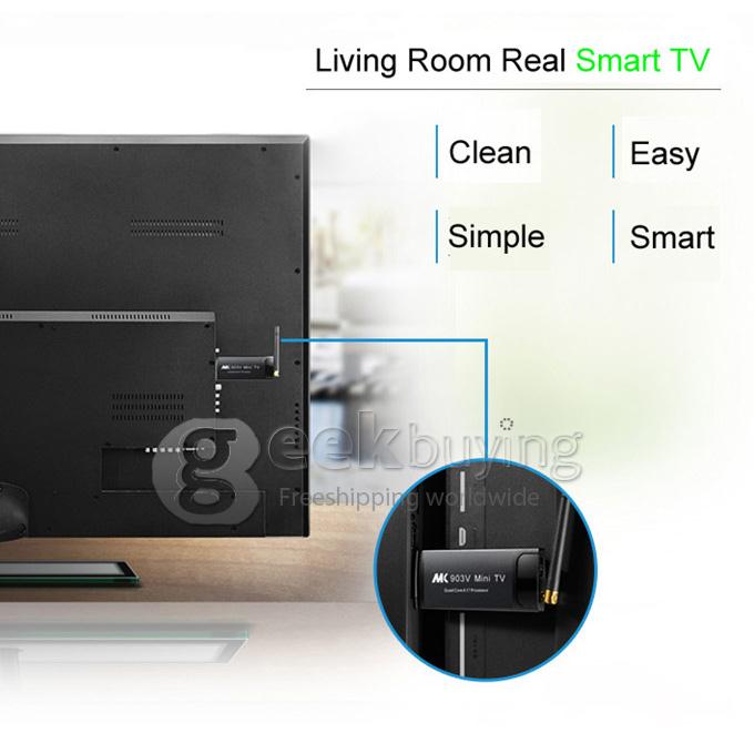 MK903V RK3288 Quad Core 1.8GHz Android 4.4 Mini TV Box Dongle Stick HDMI HDD Player 2G/16G 2.4G/5G WIFI Bluetooth 4.0 - Black