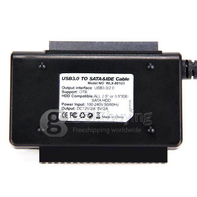 UK Plug USB3.0 / 2.0 to SATA IDE HDD Converter Adapter Cable with OTB for 2.5