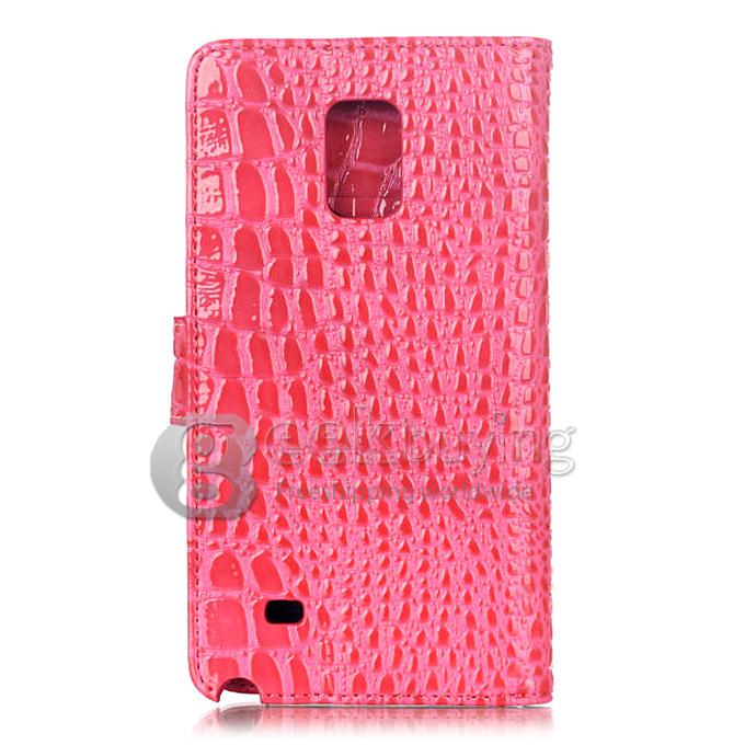 New Luxury Crocodile Pattern PU Wallet Stand Leather Case for Samsung Galaxy Note 4 - Rose