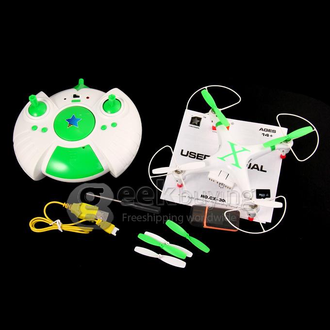 Cheerson CX-30C 4CH RC Quadcopter 6 Axis Gyro 0.3MP Camera LED Lights 360 Rotating Remote Control RTF - Green