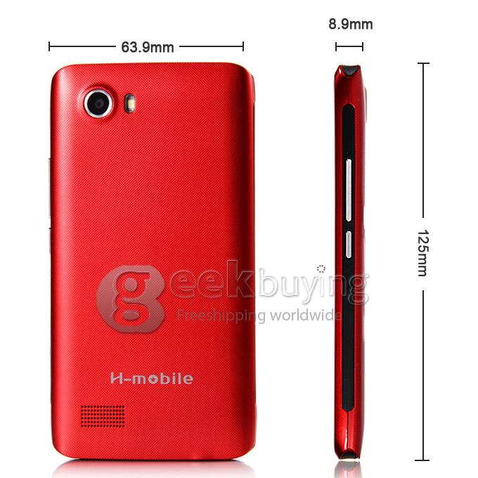 H-mobile F2 MTK6572 Dual Core 1.0GHz 4.0 Inch Smartphone 2.0MP Android 4.2 OS Bluetooth WIFI - Red