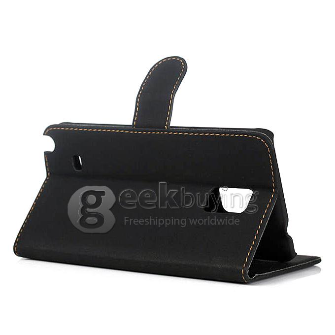 New Genuine Retro Card Leather Protective Case Cover for Samsung Galaxy Note 4 - Black