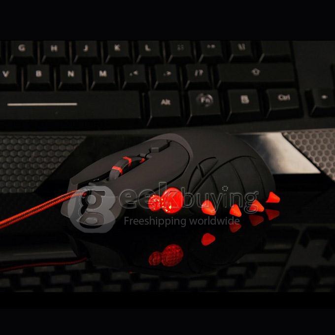 AULA Spider Queen 4000DPI 8D USB Wired Gaming Optical Mouse with LED Light Self Definition LOL Game Mouse 