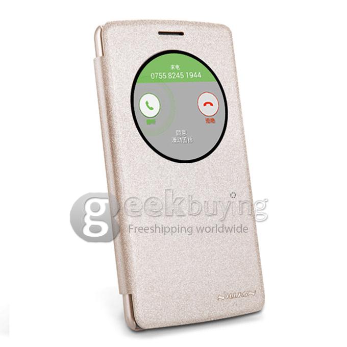 Nillkin Stars Series Polycarbonate Flip Stand Leather Case for LG G3 Beat 5.0inch - Golden