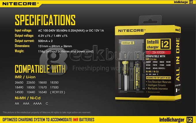 Nitecore D4 Digicharger LCD Display Universal Battery Charger Intelligent Circuitry - Black
