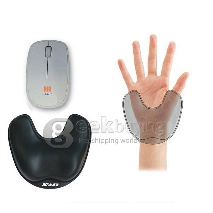 JKS U-Shape ABS Memory Foam Mouse Pad Mice Mat with Steel Beads - Black