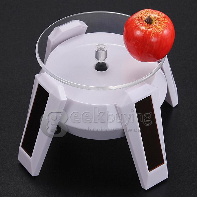 500g Load Spaceship Design Solar Energy Powered Turntable Rotary Display Plate Rotation Showcase Stand - White
