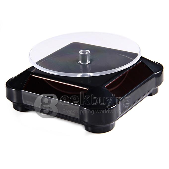 300g Solar Power Rotating Display Stand Turntable Rotary Plate Showcase for Jewellery Watch Mobile - Black