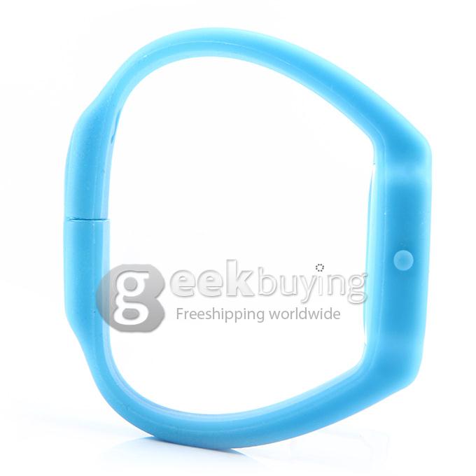 Unisex Cube LED Silicone Strap Digital Quartz Sport Wrist Watch + USB Flash Drive with TF Card Slot - Blue