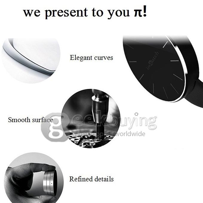 Waterproof inWatch Pi Bluetooth V4.0 Smart Watch Sapphire Glass Screen Support Calorie & Sports & Sleep Tracking - Black