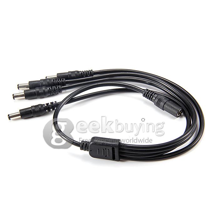 DC 1 to 4 Power Splitter Adapter Cable for Security CCTV Camera - Black