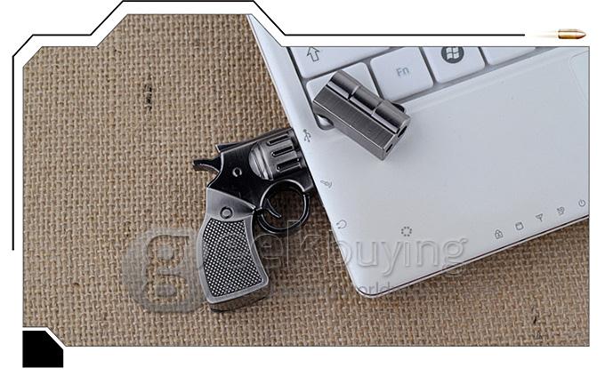 Pistol Shaped 16GB USB 2.0 Flash Memory Pen Drive Stick U Disk for PC Notebook Computer - Black