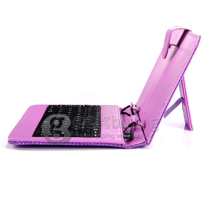 Universal Micro USB Keyboard Leather Case for 7 Inch Tablet PC - Purple