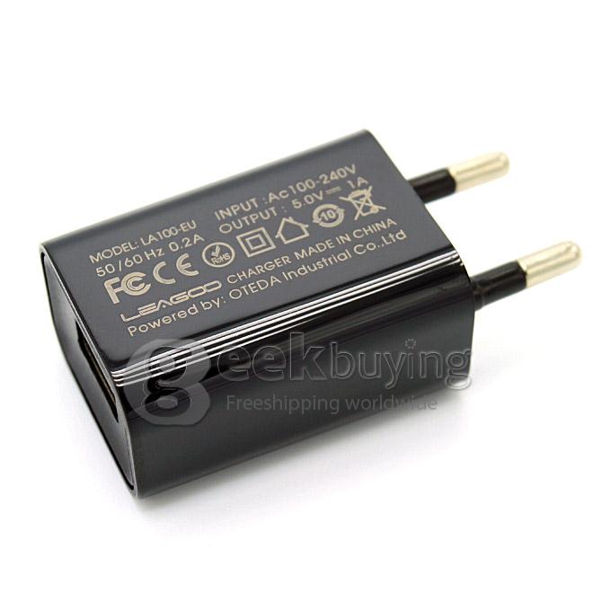 EU Plug Wall Charger USB Power Adapter for LEAGOO Smartphone - Black