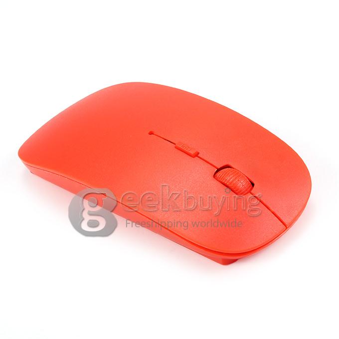 Ultra Slim Wireless USB 2.4GHz Optical Mouse Mice 800 / 1600 DPI Support Mac OS/Windows - Red