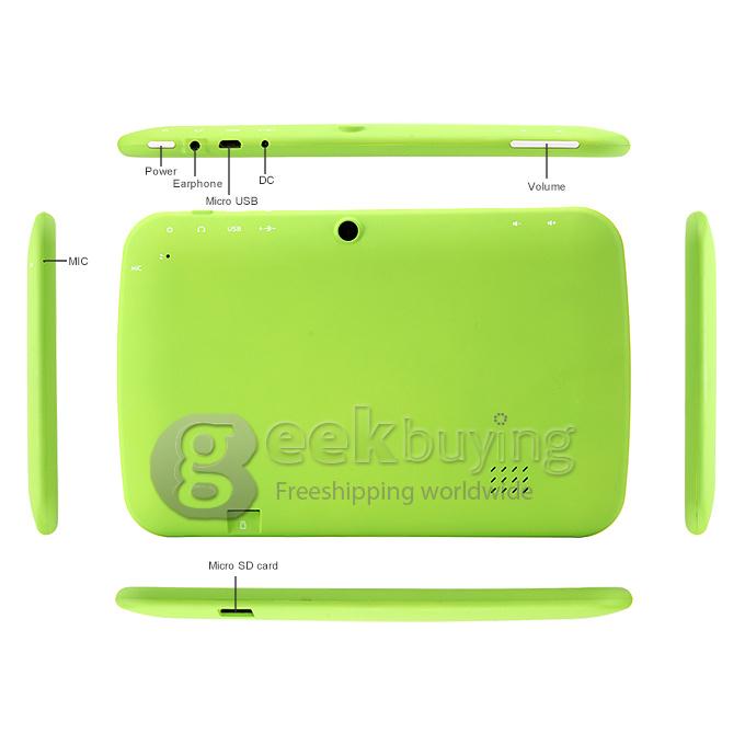 Kids Pad R70BC RK2926 7 Inch Tablet PC Android 4.2 OS 4GB ROM Capacitive Touch Screen Dual Cameras - Green