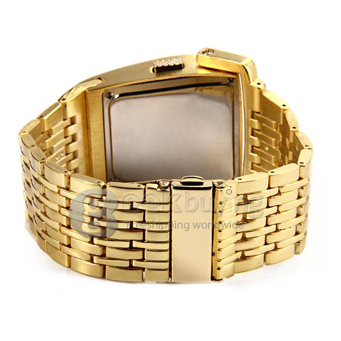 Fashion Iron Man Digital LED Steel Band Digital Quartz Wrist Watch for Man