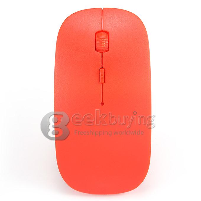 Ultra Slim Wireless USB 2.4GHz Optical Mouse Mice 800 / 1600 DPI Support Mac OS/Windows - Red