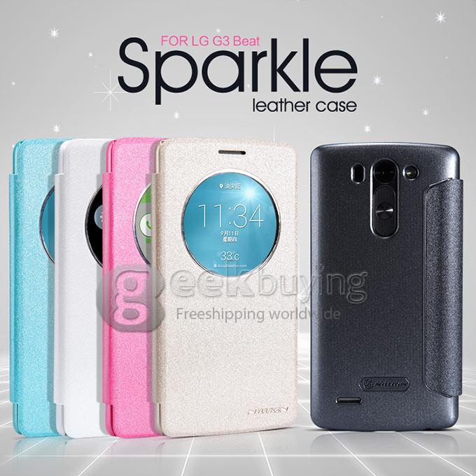 Nillkin Stars Series Polycarbonate Flip Stand Leather Case for LG G3 Beat 5.0inch - Golden