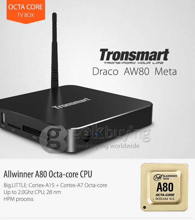 Bundle Tronsmart Draco AW80 Meta Allwinner A80 Octa Core Android 4.4 TV Box + Tronsmart TSM01 English Version Air Mouse