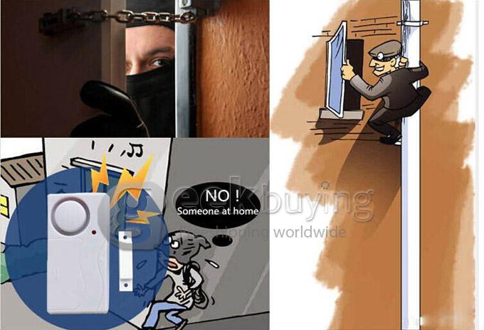 FK-9806B2 Home Security Wireless Remote Control Vibration Alarm for Door Window - White