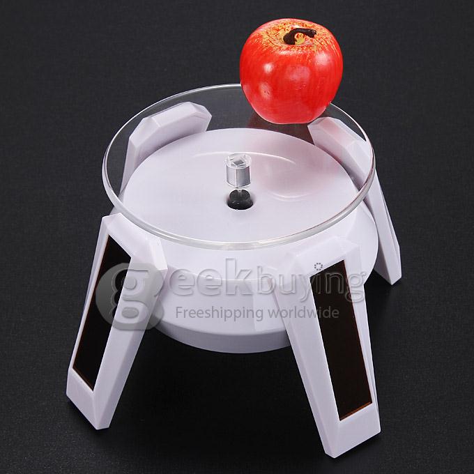 500g Load Spaceship Design Solar Energy Powered Turntable Rotary Display Plate Rotation Showcase Stand - White