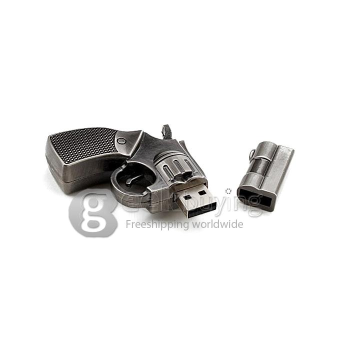 Pistol Shaped 16GB USB 2.0 Flash Memory Pen Drive Stick U Disk for PC Notebook Computer - Black