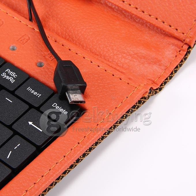 Universal Micro USB Keyboard Leather Case for 7 Inch Tablet PC - Brown