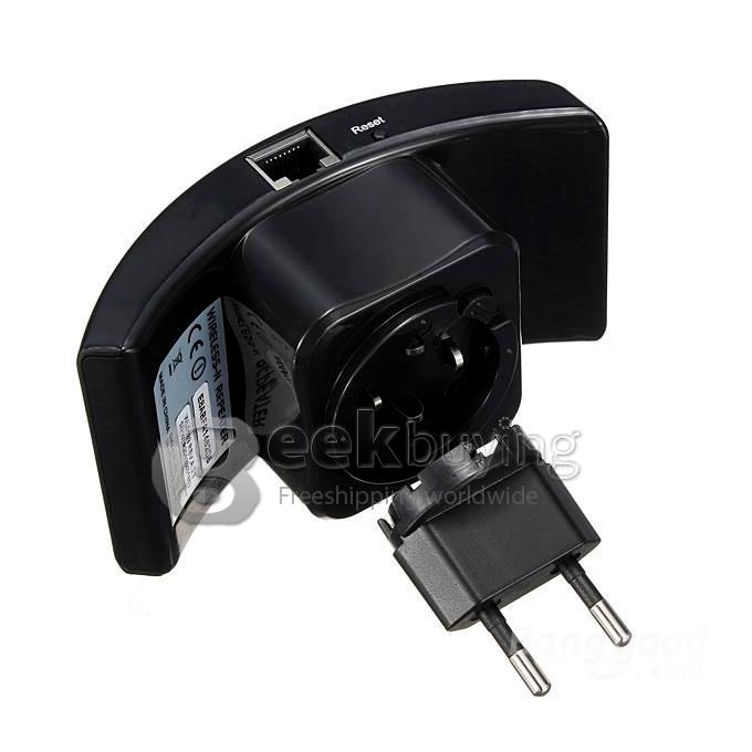 300M Wireless-N 2.4G WiFi 802.11N Repeater Router Range Expander Extender Router EU Plug - Black