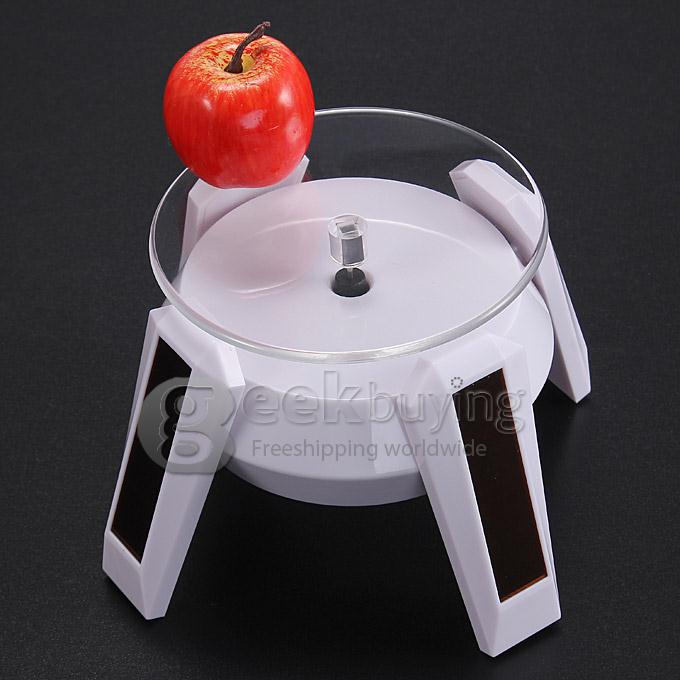 500g Load Spaceship Design Solar Energy Powered Turntable Rotary Display Plate Rotation Showcase Stand - White