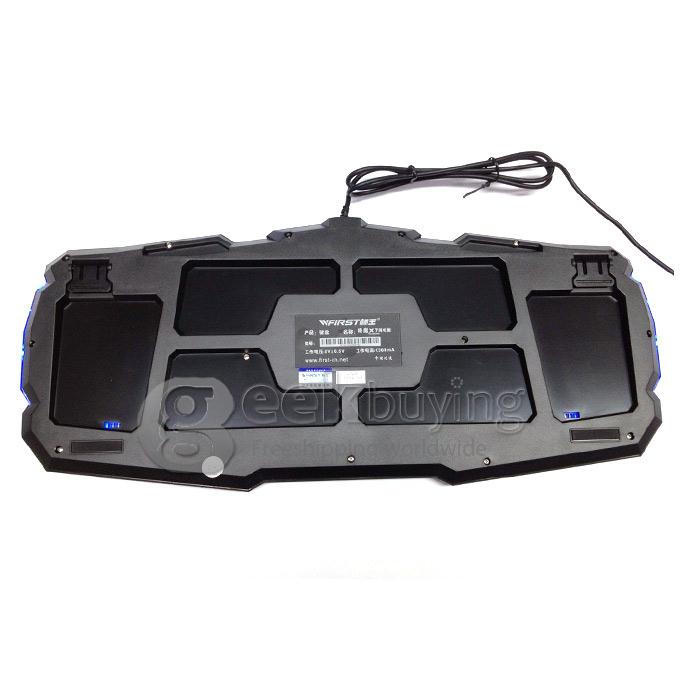 WFIRST X7 USB Wired 104-Key Gaming Keyboard with 3 Color LED Backlight for Computer and Laptop - Black