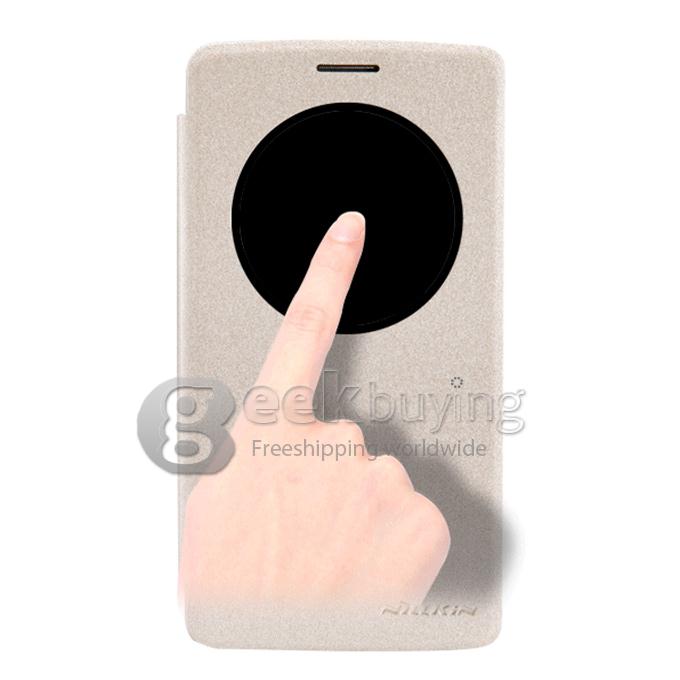 Nillkin Stars Series Polycarbonate Flip Stand Leather Case for LG G3 Beat 5.0inch - Golden