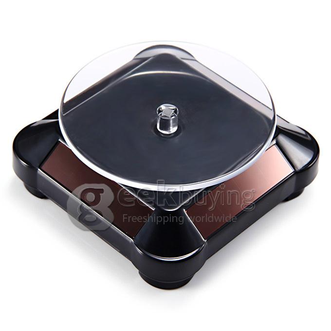 300g Solar Power Rotating Display Stand Turntable Rotary Plate Showcase for Jewellery Watch Mobile - Black