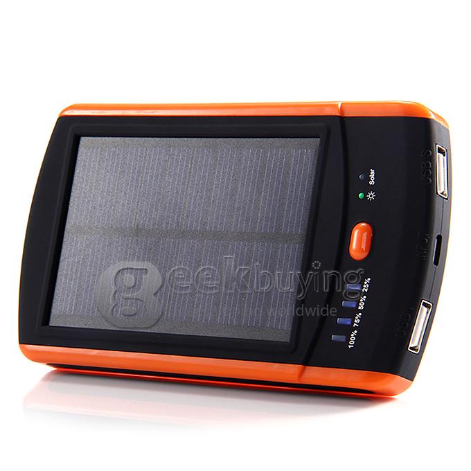 6000mAh Dual USB 5V/2.1A High Quality Power Bank Solar Battery Charger for Phone Tablet Camera Device - Orange