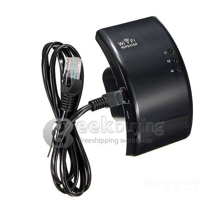 300M Wireless-N 2.4G WiFi 802.11N Repeater Router Range Expander Extender Router EU Plug - Black